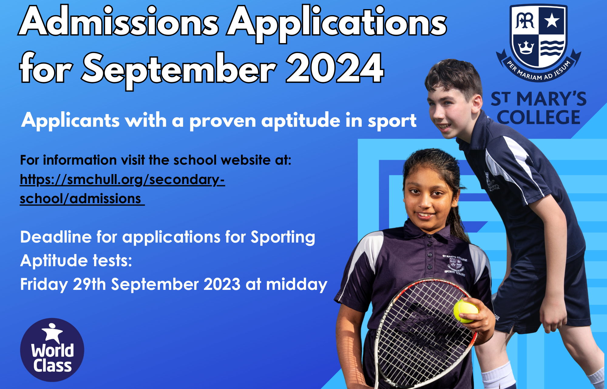 Admissions Applications for September 2024